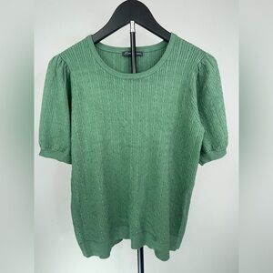 Adrianna Papell Green Textured Knit Top Size Large